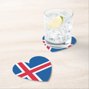 Dessous-de-verre En Papier Drapeau cardiaque islandais
