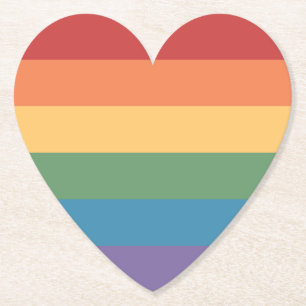 Dessous-de-verre En Papier Drapeau de la fierté gay Cœur Heathered