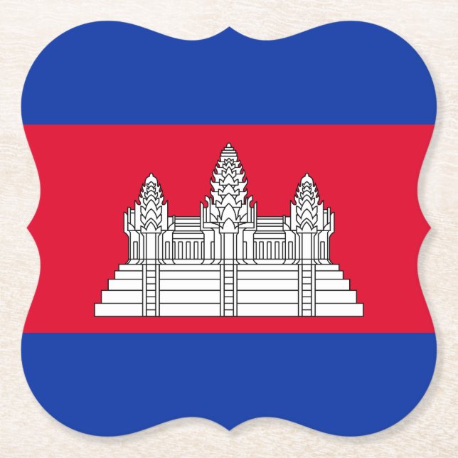 Dessous-de-verre En Papier Drapeau du Cambodge (Devant)