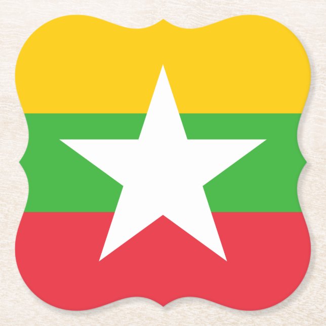Dessous-de-verre En Papier Drapeau du Myanmar (Devant)