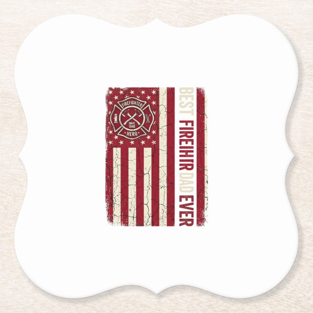 Dessous-de-verre En Papier Drapeau vertical vintage papa pompier (Devant)