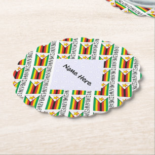 Dessous-de-verre En Papier Drapeau zimbabwéen Zimbabwe mosaïque personnalisé