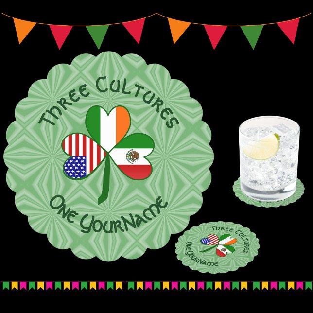 Dessous-de-verre En Papier Drapeaux Mexicain Irlandais USA Trèfle Personnalis (Créateur téléchargé)