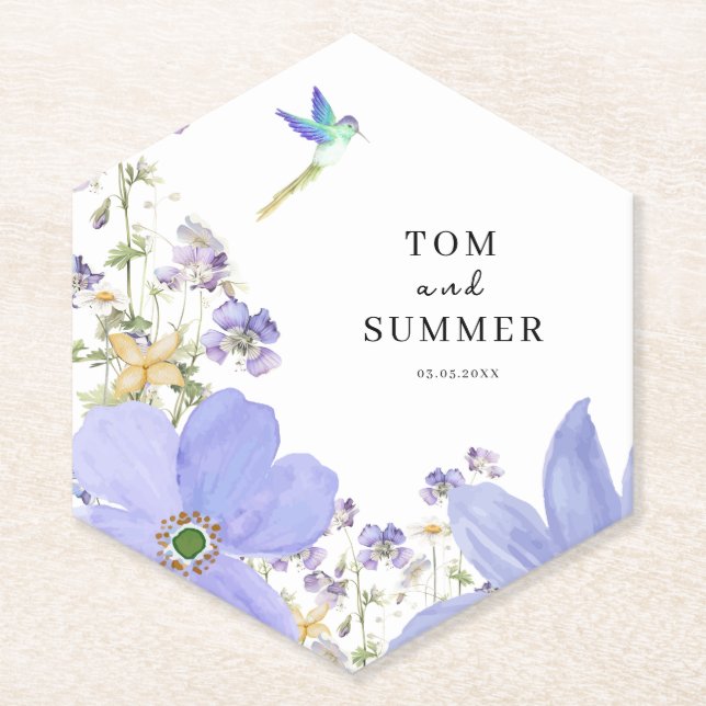 Dessous-de-verre En Papier Dreamy Lilac Mariage (Devant)
