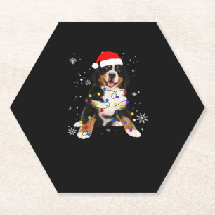 Dessous-de-verre En Papier Drôle Bernese Mountain Dog Lights Christmas Matchi