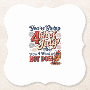 Dessous-de-verre En Papier Drôle de 4 juillet Hot Dog Vintage Conception de T