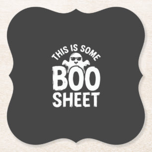 Dessous-de-verre En Papier Drôle de feuille de Boo fantôme Halloween Design_1