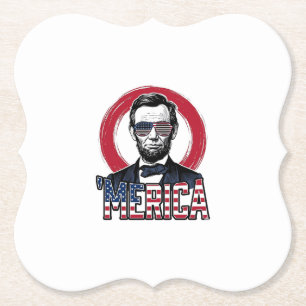 Dessous-de-verre En Papier Drôle Merica Patriotique Président Vintage Vecteur