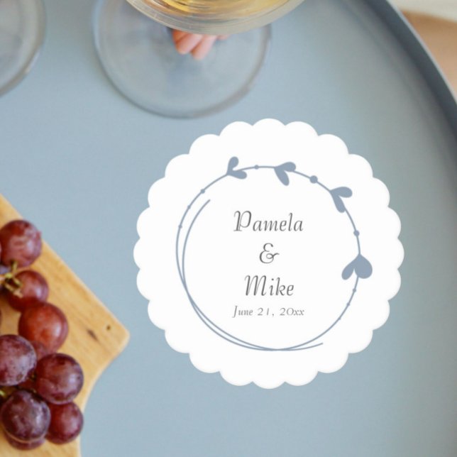 Dessous-de-verre En Papier Dusty Blue Simple Heart Mariage de couronne (In Situ Wedding)