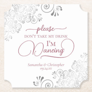 Dessous-de-verre En Papier Dusty Rose & Silver Ne prenez pas mon Mariage de b