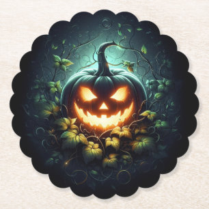 Dessous-de-verre En Papier Éffrayant nature brillant Halloween citrouille