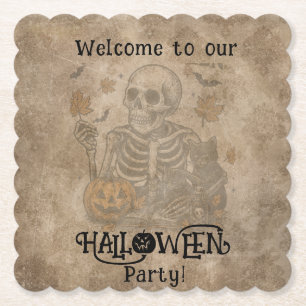 Dessous-de-verre En Papier Éffrayante Skeleton Halloween