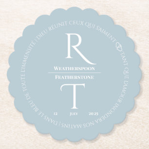 Dessous-de-verre En Papier Élégant Mariage simple gris blanc