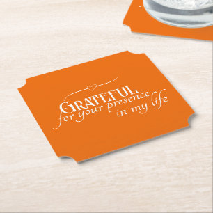 Dessous-de-verre En Papier Elégant Personnalisé Grateful Fall Thanksgiving