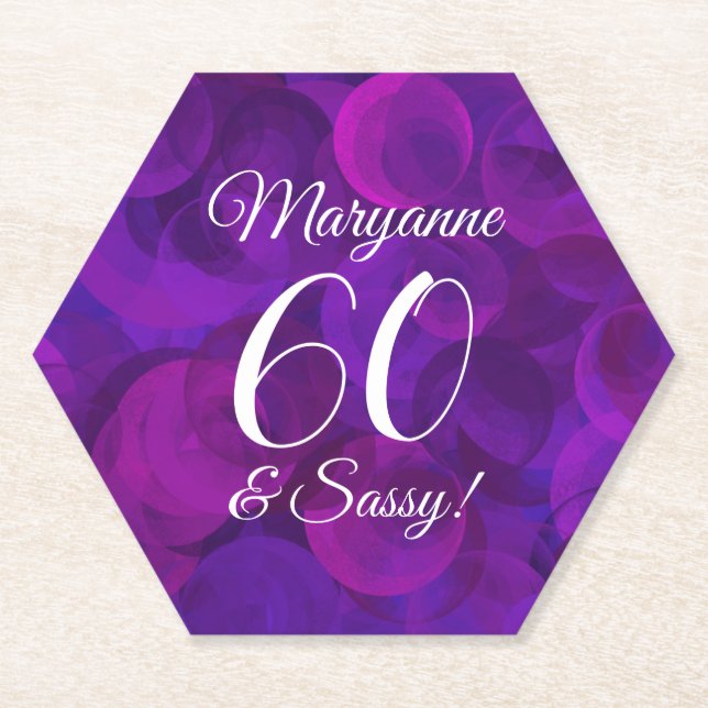 Dessous-de-verre En Papier Elégant Purple 60 et fête d'anniversaire Sassy (Devant)