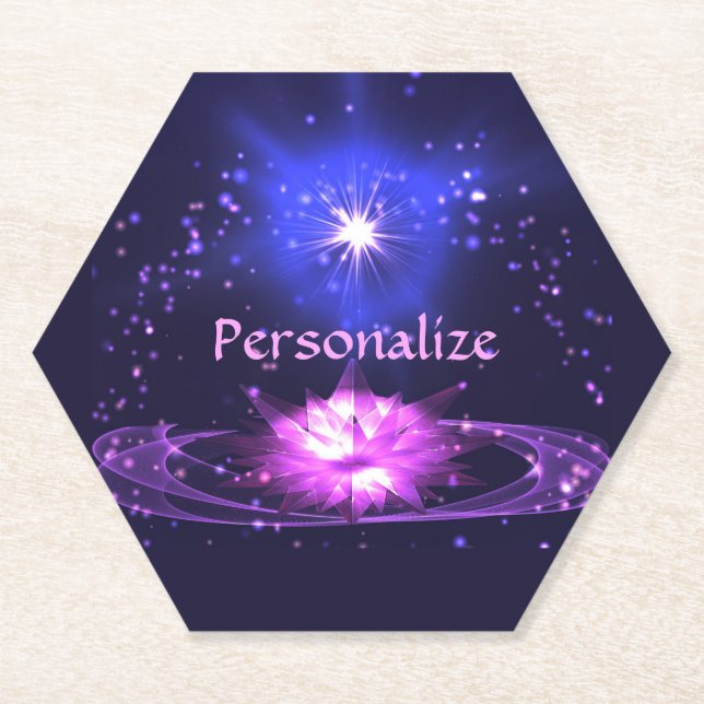 Dessous-de-verre En Papier Elégant Zen Purple Cristal Lotus Flower (Devant)