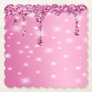 Dessous-de-verre En Papier Élégante Parties scintillant rose chaud