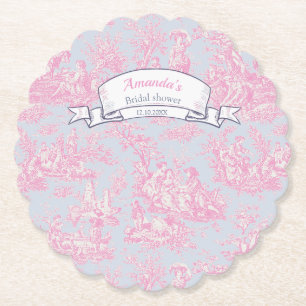Dessous-de-verre En Papier Elégante toile rose vintage de jouy