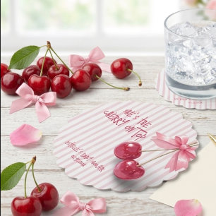 Dessous-de-verre En Papier Elle est la cerise sur le gâteau Baby Shower Bow