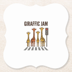 Dessous-de-verre En Papier Embouteillage giraffic Drôle de girafe traversant
