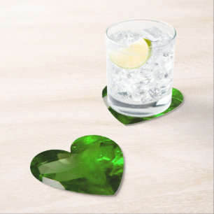 Dessous-de-verre En Papier Émeraude en forme de cœur