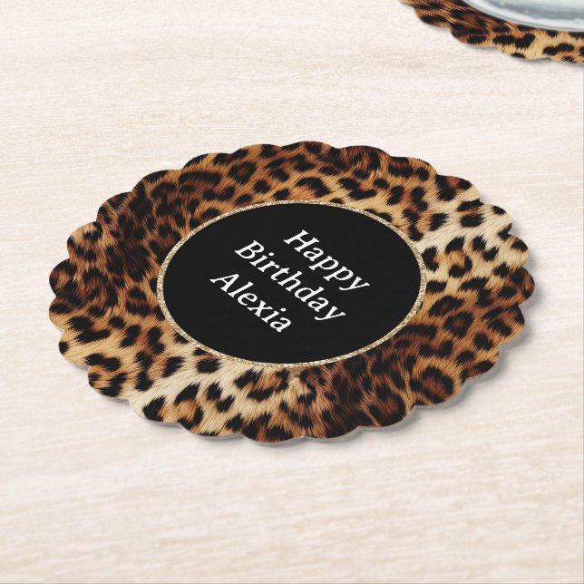 Dessous-de-verre En Papier Empreinte de léopard Gold Parties scintillant Spar (Incliné)