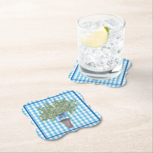 Dessous-de-verre En Papier en vichy citrons citronnier