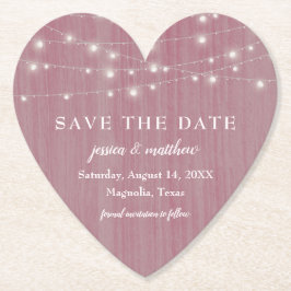 Dessous-de-verre En Papier Enregistrer la date Rustic Farmhouse String Lumièr
