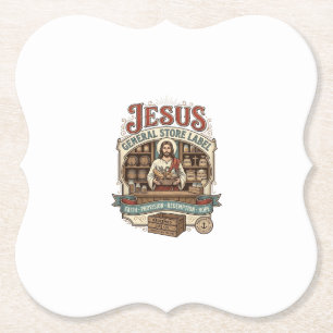 Dessous-de-verre En Papier étiquette de magasin général Jésus Magasin général