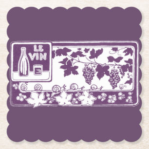 Dessous-de-verre En Papier Étiquette de vin français vintage   Vignoble rusti