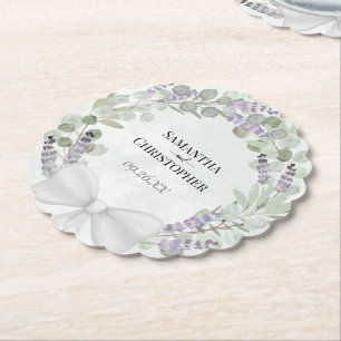 Dessous-de-verre En Papier Eucalyptus & Lavender Wreath Elegant Wedding