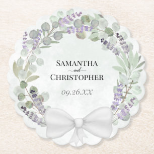 Dessous-de-verre En Papier Eucalyptus & Lavender Wreath Elegant Wedding