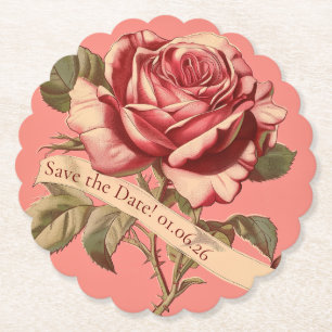 Dessous-de-verre En Papier Faire-part de mariage rose rose rose vintage