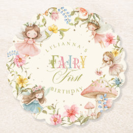 Dessous-de-verre En Papier Fairy First Birthday Colorful Bright Wildflower
