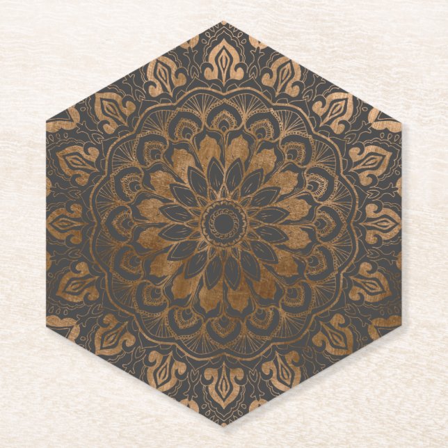 Dessous-de-verre En Papier Faux Gold Shimmer Mandala (Devant)