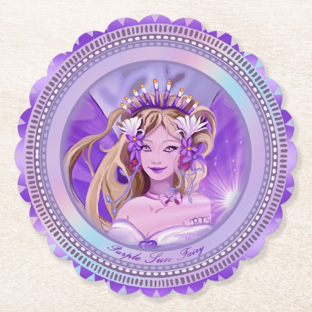 Dessous-de-verre En Papier Fée du soleil violet (Devant)