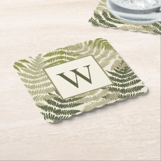 Dessous-de-verre En Papier Ferns Pattern Custom Monogram 