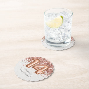 Dessous-de-verre En Papier Fête d'anniversaire 14 ans Rose Gold