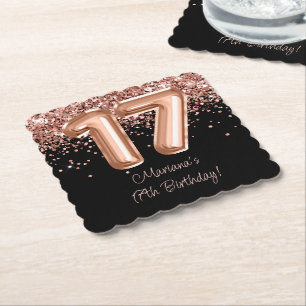Dessous-de-verre En Papier Fête d'anniversaire 17 ans Rose Gold Black