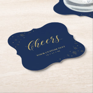 Dessous-de-verre En Papier Fête d'anniversaire adulte moderne Blue & Gold Spa