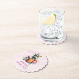 Dessous-de-verre En Papier Fête d'anniversaire d'été Aloha Ananas