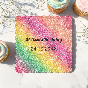 Dessous-de-verre En Papier Fête d'anniversaire Paillettes Rose Jaune