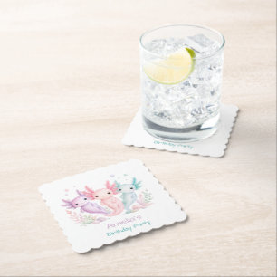Dessous-de-verre En Papier Fête d'anniversaire Pastel Axolotl 