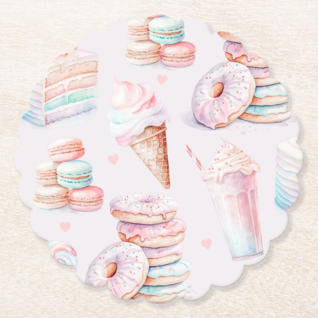 Dessous-de-verre En Papier Fête d'anniversaire Pastel Sweet (Devant)