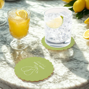 Dessous-de-verre En Papier Fête des mariées à poires parfaites moderne verte 