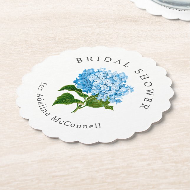 Dessous-de-verre En Papier Fête des mariées Blue Hydrangea (Incliné)
