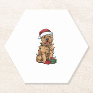 Dessous-de-verre En Papier Feu de Noël Éclairage du chapeau de Noël Shar Pei 