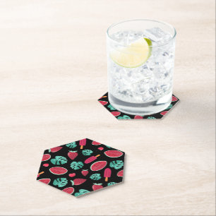Dessous-de-verre En Papier Feuilles de poissonnerie, cerise, fraise et pastèq