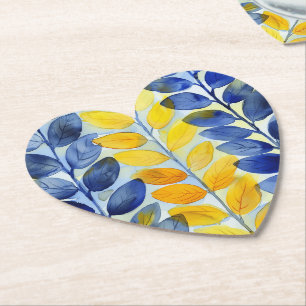 Dessous-de-verre En Papier Feuilles jaune et bleu