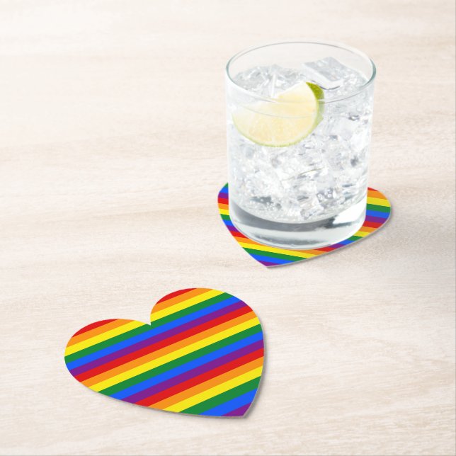 Dessous-de-verre En Papier Fierté arc-en-ciel (En situation)